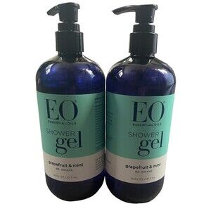 2X EO Essential Oils Shower Gel Grapefruit & Mint Be Awake 16oz each